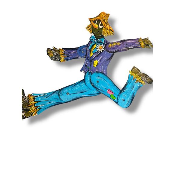 Vintage Articutated Scarecrow Decor Fall Autumn 15.5" Beistle USA Die Cut - Picture 5 of 7